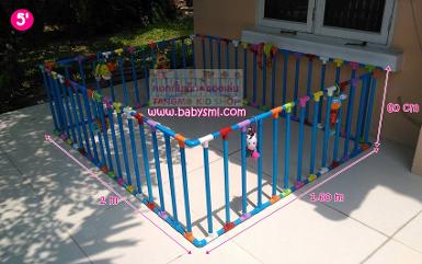 คอกกั้นเด็ก กรงกั้นเด็ก PVC สีฟ้าราคาถูก size 5 ฟุต(1.6 m x 2 m)