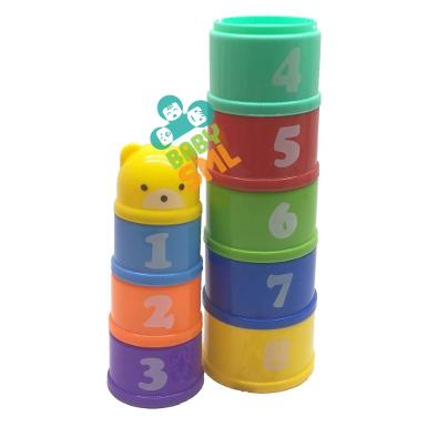 เรียงถ้วยสลับสี 9ชั้น